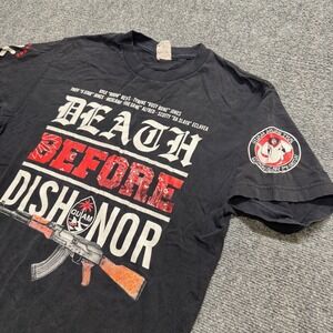 VTG Death Before Dishonor Guam T-Shirt Men's Medium Fighters Association Black